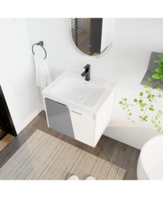 24" Wall-Mounted Vanity with Ceramic Basin