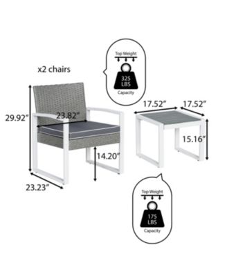 Selby 3-Piece Modern Coastal Faux Wicker Conversation Outdoor Patio Set, White/Black/Brown