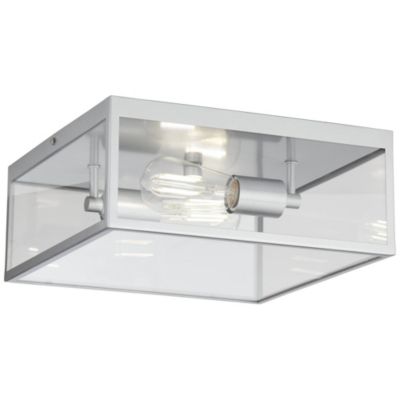 Titan 12" Wide Matte Silver Square Indoor-Outdoor Ceiling Light