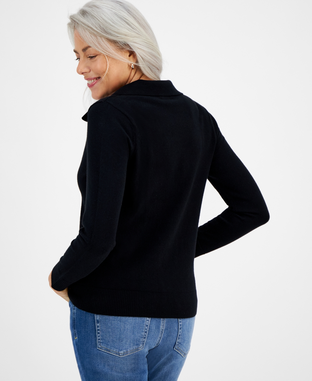 Style & Co Women's Johnny-Collar Long-Sleeve Sweater, Created for Macy's
