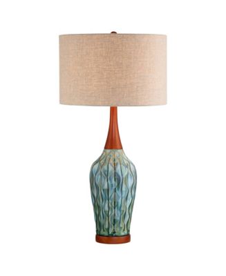Rocco Mid Century Modern Table Lamp with Table Top Dimmer 30" Tall Blue ...