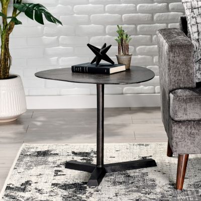 Industrial Elliptical Side Table With Raw Bronze Finish