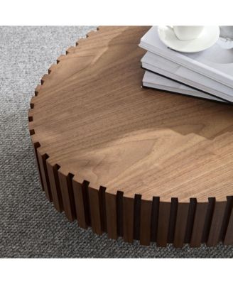 43.3" Walnut Grain MDF Pedestal Base Modern Coffee Table