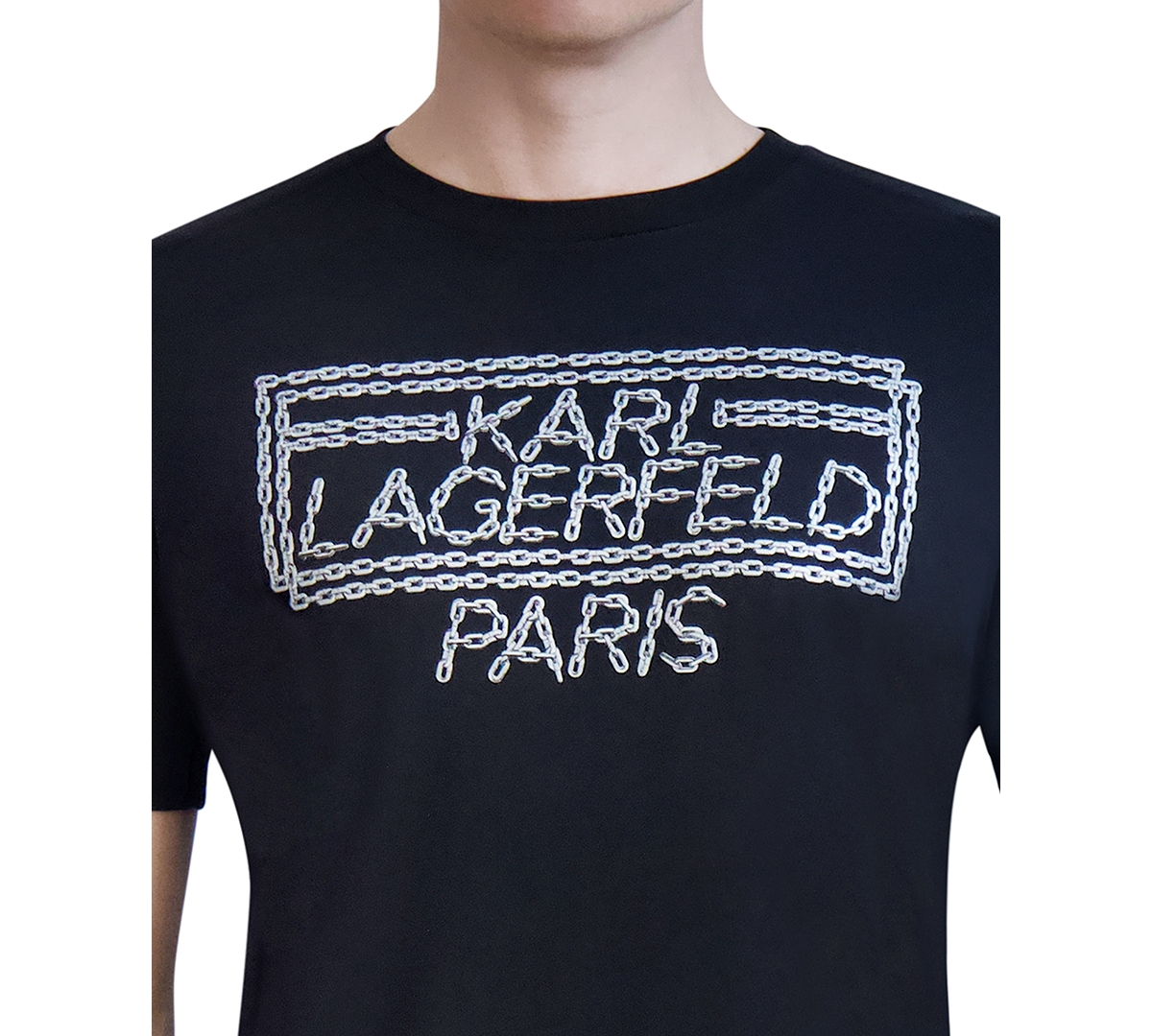 Karl Lagerfeld Paris Men's Cotton Chain-Logo T-Shirt