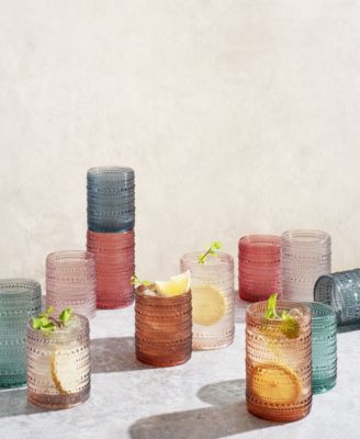 Khen Hobnail Drinking Glasses Pastel Colored Beaded Set of 12