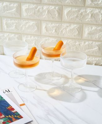 Khen Classic Art Deco Acrylic Shatterproof Coupe Glasses Set of 4