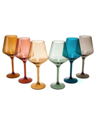 European Style Plastic Crystal Stemmed Wine Glasses Set of 6