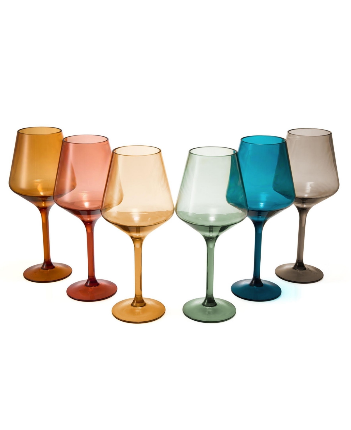 The Wine Savant European Style Plastic Crystal Stemmed Wine Glasses Set Of 6 In Multicolor