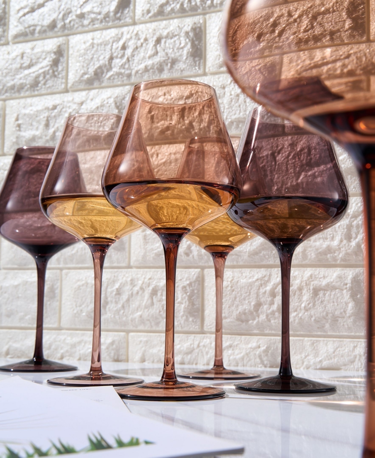 The Wine Savant Khen Venus Wine Glass Set 20oz Glasses Set Of 6 In Brown