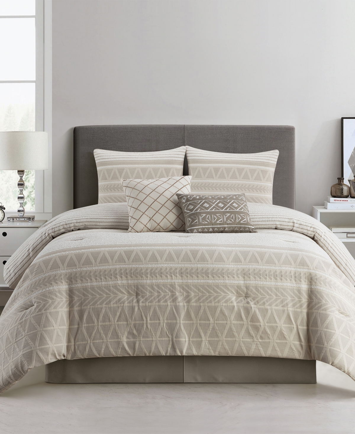 Stratford Park Cleluya Cotton Jacquard 6-pc. Comforter Set, Queen In Beige