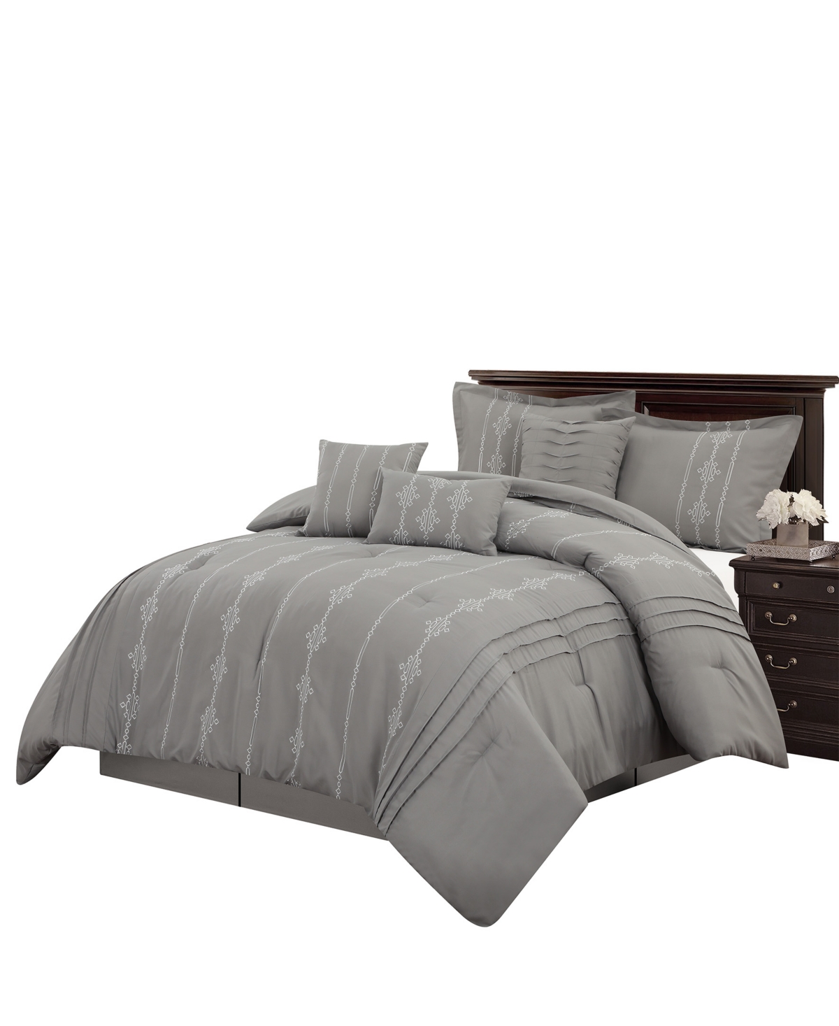 Closeout! Stratford Park Crocusveta Satin Embroidery 7-Pc. Comforter Set