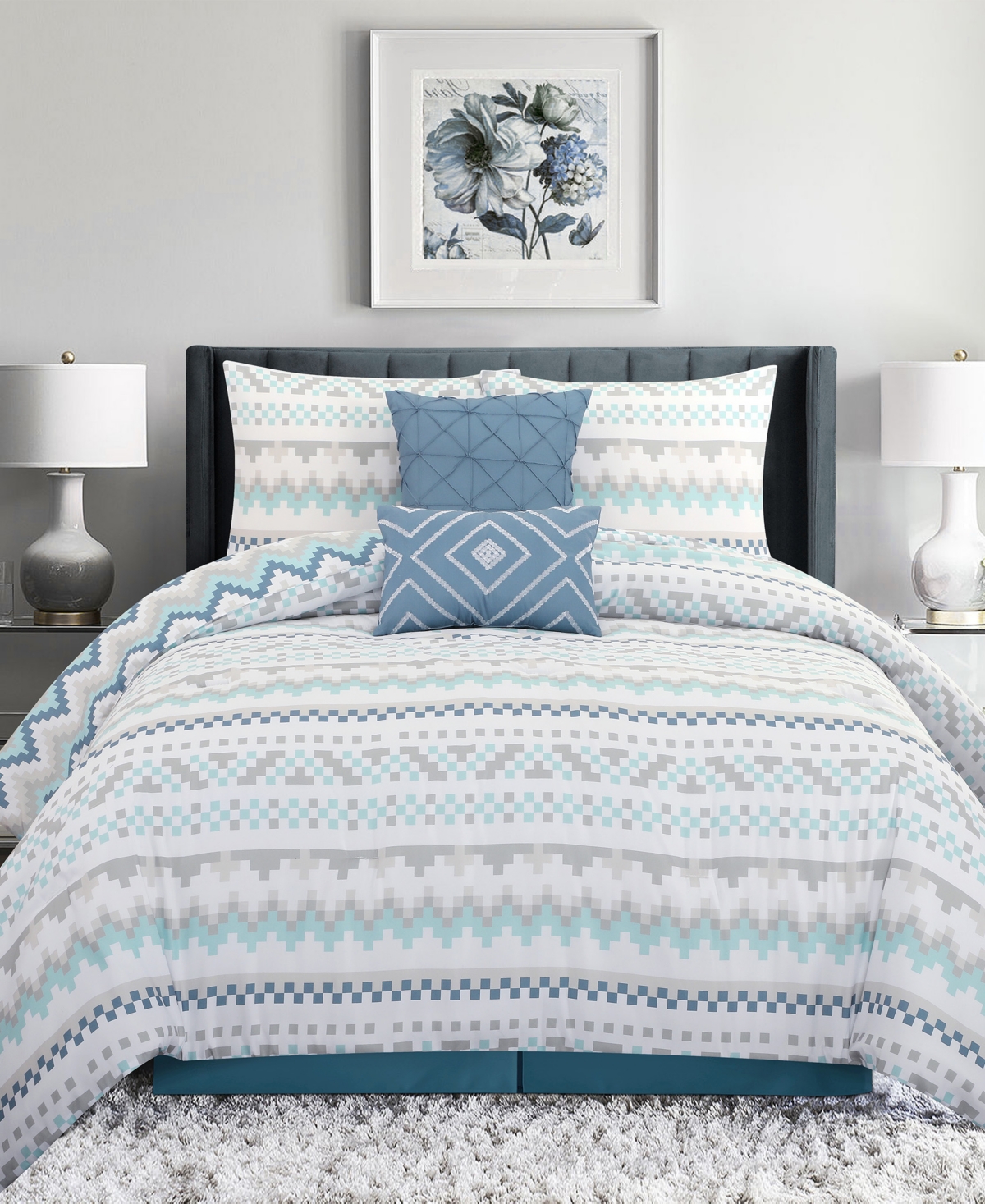 Stratford Park Nereida Geometric Comforter Sets In Blue