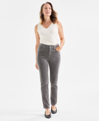 Style & Co - Women's High-Rise Natural Straight-Leg Corduroy Pants