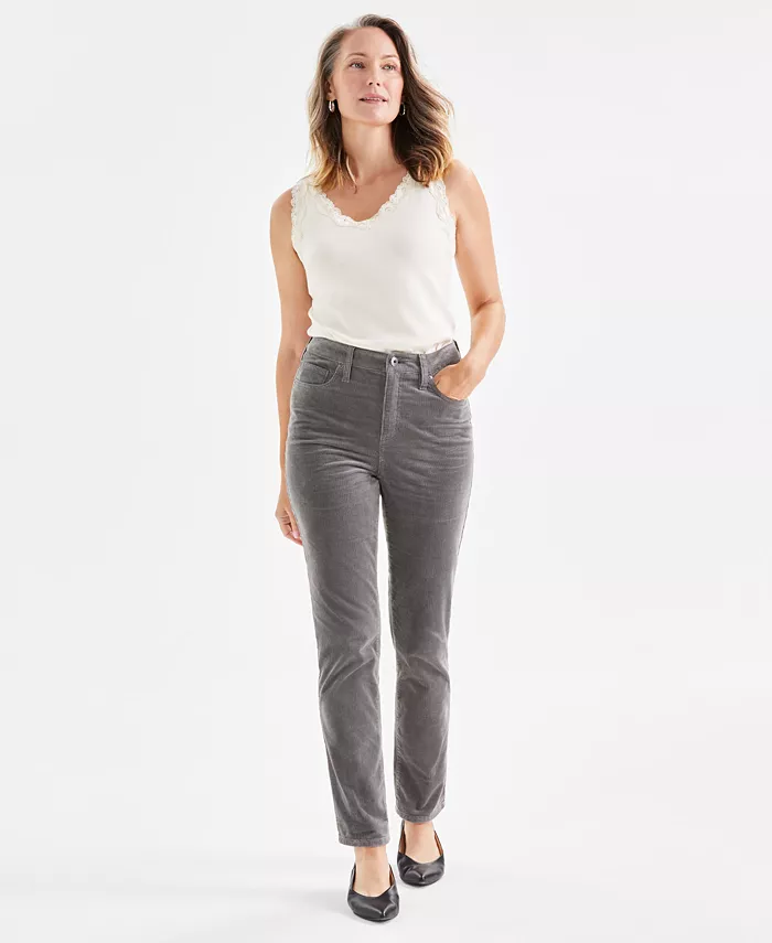 Women's High-Rise Straight-Leg Corduroy Jeans - thumbnail 9