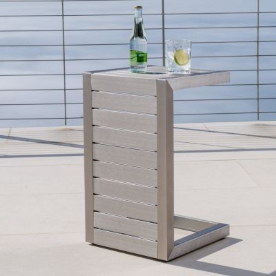 Streamdale Modern C-Shaped Patio Table In Grey