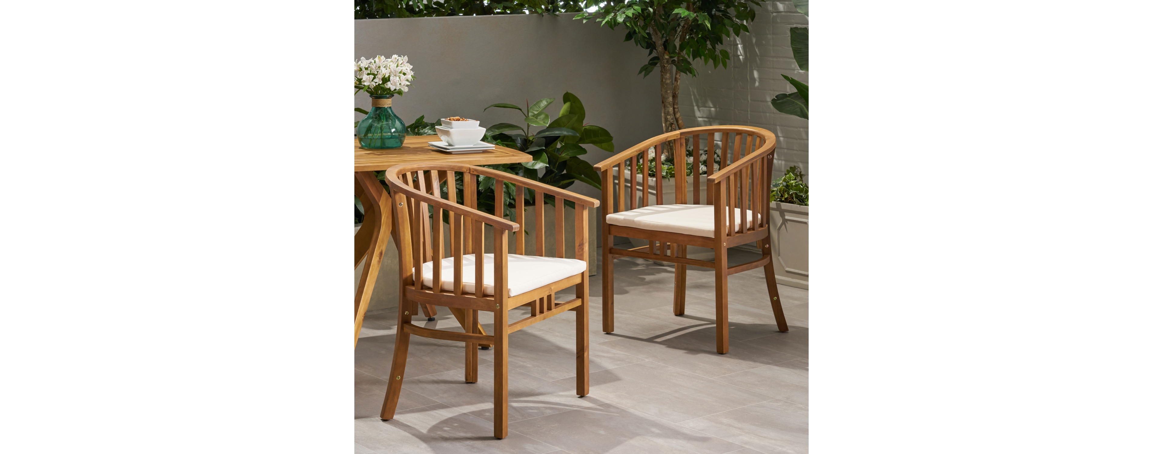 Streamdale Furniture Acacia Wood Dining Chair With Water-Resistant Cushions