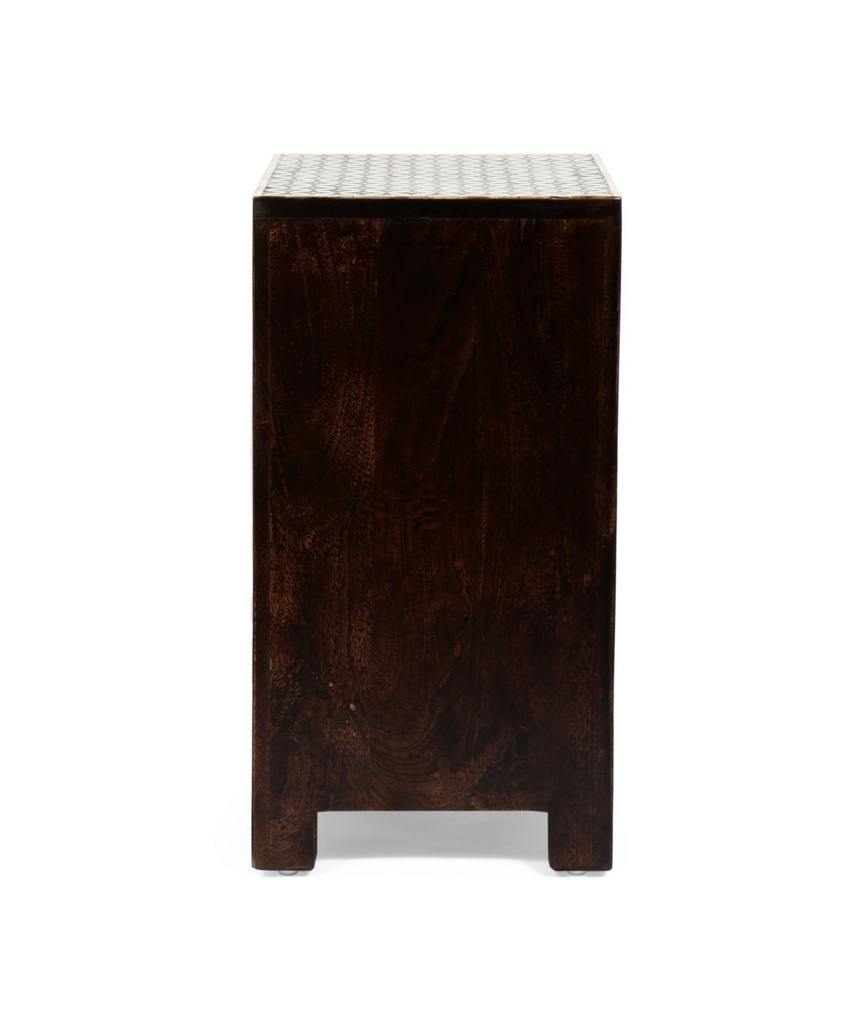 Simplie Fun Mango Wood Bone Inlay Nightstand With 3 Drawers