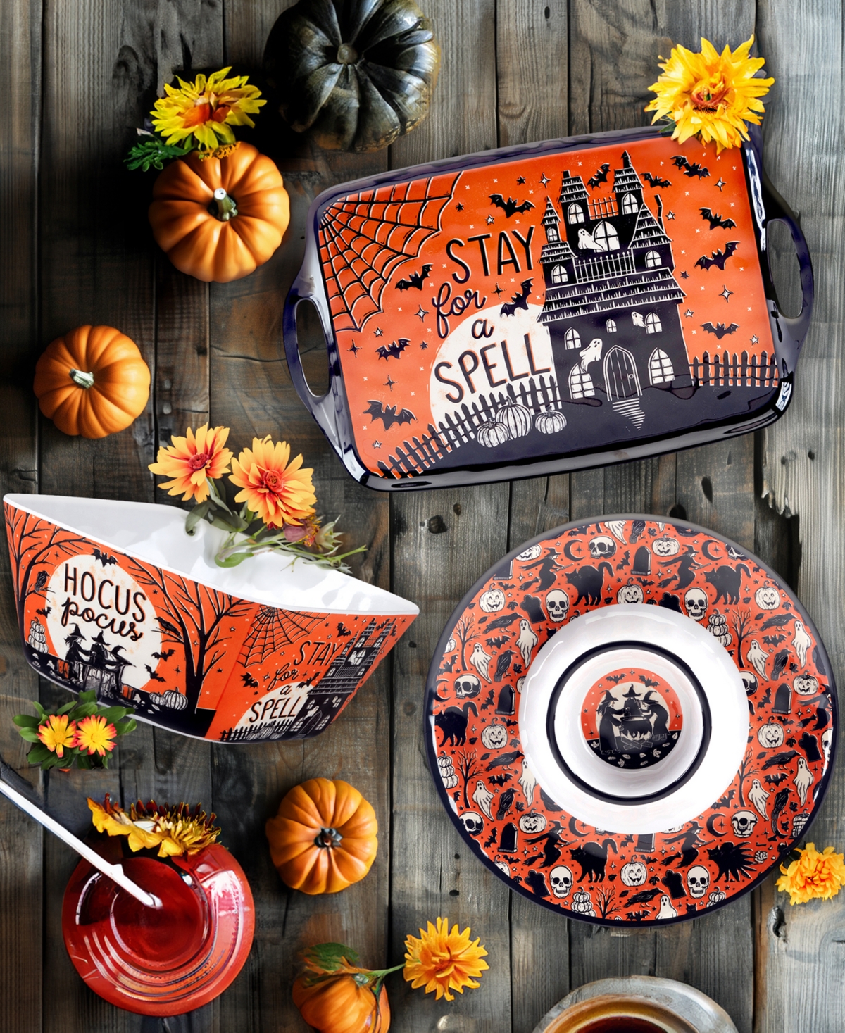 Certified International Hocus Pocus Melamine 3 Pc. Serving Set In Micscellan