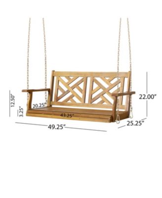 Simplie Fun Acacia Wood Porch Swing With Slat Panel Seating