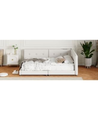 Streamdale Upholstered Queen Size Platform Bed With USB Ports