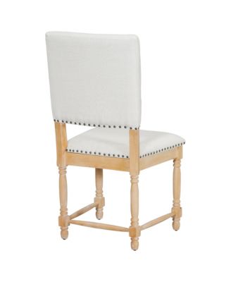 Vintage Upholstered Dining Chairs with Turned Legs and Nailhead Trim