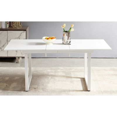 Extendable Square Dining Table with Metal Legs