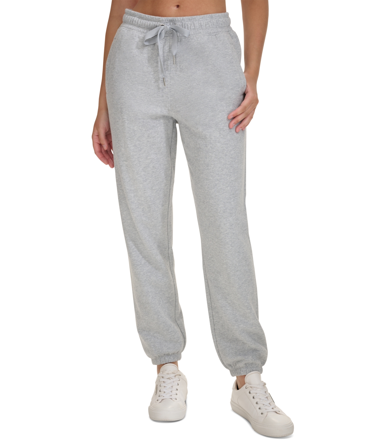 Calvin Klein Women s Fleece High Waist Drawstring Sweatpants In Pearl Heather Grey ModeSens