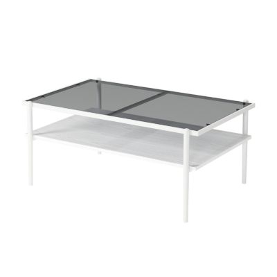 Modern Glass Coffee Table with White Legs