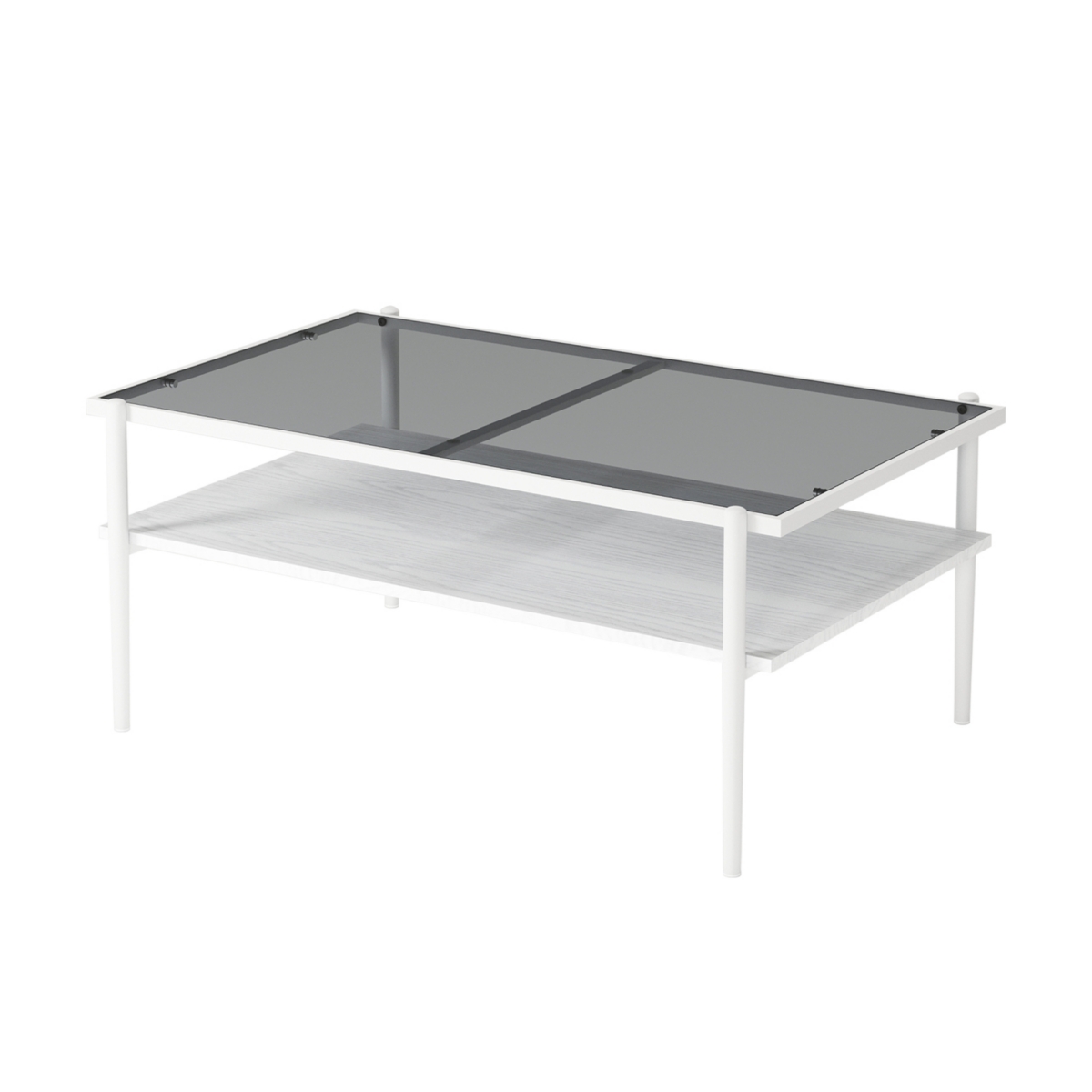 Modern Glass Coffee Table with White Legs