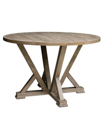  Modern Farmhouse Round Dining Table, 45.7", Rustic Grayish Brown