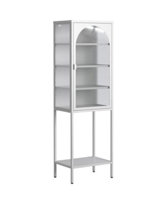 Streamdale 5-Tier Metal Glass Door Storage Cabinet with Adjustable Shelves