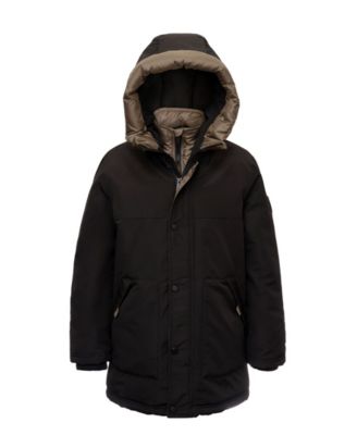 Boys black parka jacket fashion