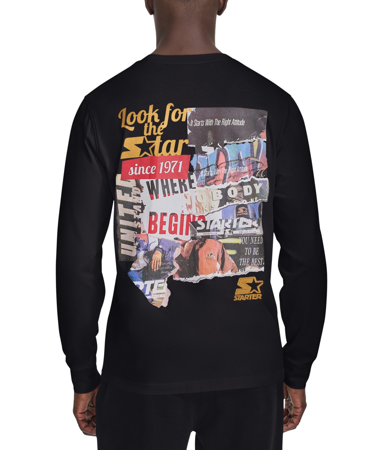 Starter Men's Long-Sleeve back Graphic T-Shirt
