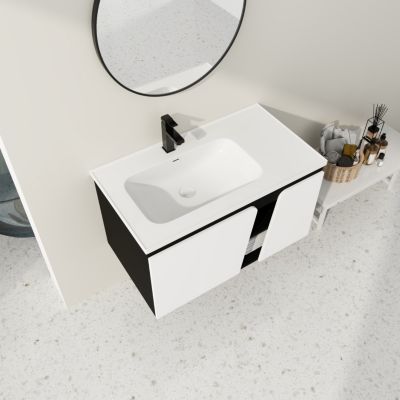 36" Wall-Mounted Vanity with Ceramic Sink & Soft-Close Doors