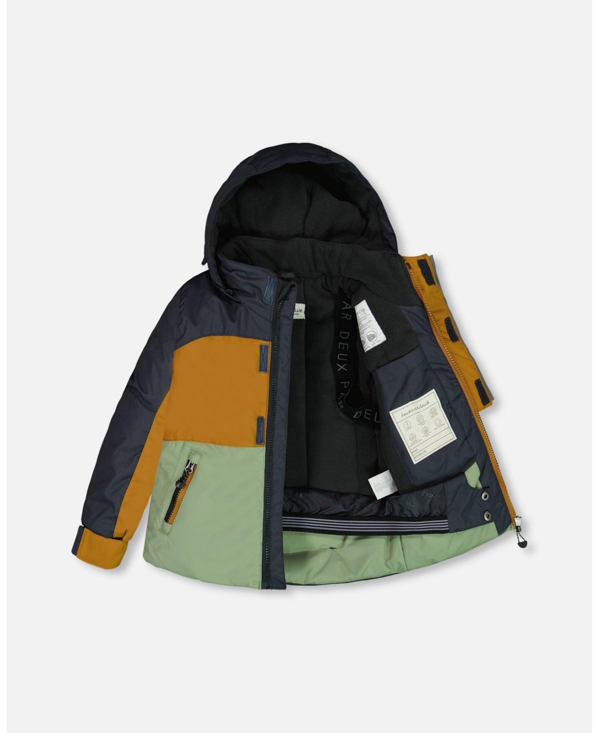Deux par Deux Big Boys Two Piece Snowsuit Colorblock And Print Camo Dark Gray