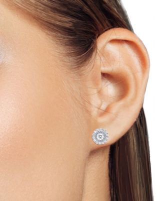 2-Pc. Set Lab Grown Diamond Halo Pendant Necklace & Matching Stud Earrings (1 ct. t.w.) in Sterling Silver or 14k Gold-Plated Sterling Silver