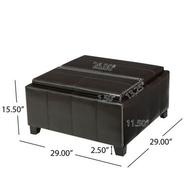 Streamdale Faux Leather Storage Ottoman With Tray Tops