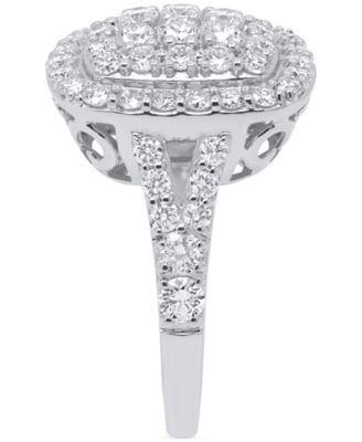 Lab Grown Diamond Halo Cluster Ring (2 ct. t.w.) in Sterling Silver or 14K Gold-Plated Sterling Silver