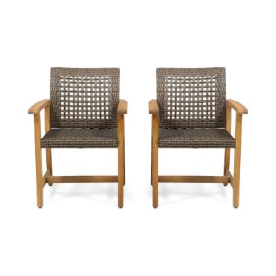 Streamdale Acacia Wood And Wicker Dining Chairs (Set Of 2)