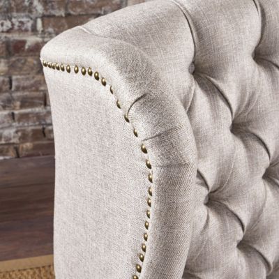 Single Piece Fabric Antique-Style Tufted Accent Chair With Decorative Trim