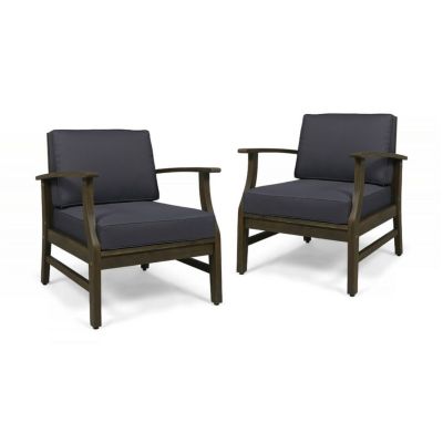 Streamdale Perla Acacia Wood Club Chair With Water-Resistant Cushion