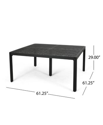 62-Inch Cast Aluminum Square Table with Woven Accents Outdoor Dining Table