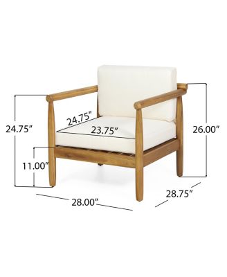 Acacia Wood Club Chair With Water-Resistant Cushions