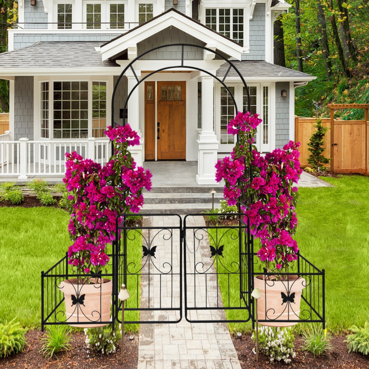 Streamdale Furniture Metal Garden Arch with Gate: 86.6