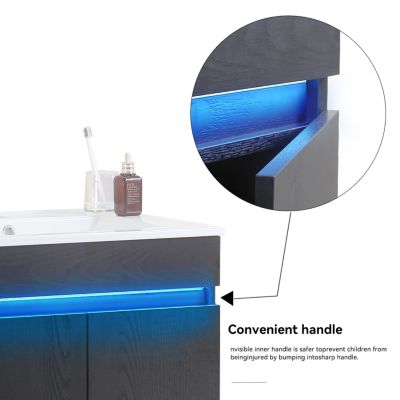 Modern 30" Bathroom Vanity with Radar Light, Storage, Metal Legs