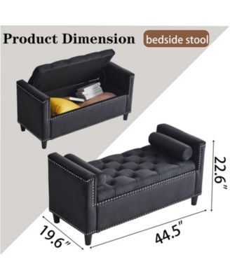 Velvet Queen Bedside Bench with Armrests