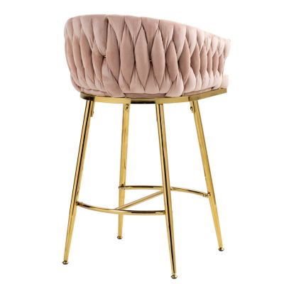 Streamdale 26'' Adjustable Velvet Bar Stools with Hand-Wave Back (Set of 2)