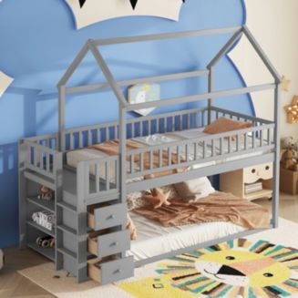 Streamdale Furniture Streamdale Twin House Bunk Bed with Storage and ...