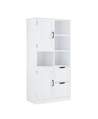 Tall Bathroom Storage Cabinet with Doors, Drawers, Shelves, Adjustable Shelf