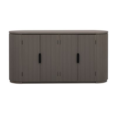 Vertical Striped Cabinet with Adjustable Shelves & Metal Handles